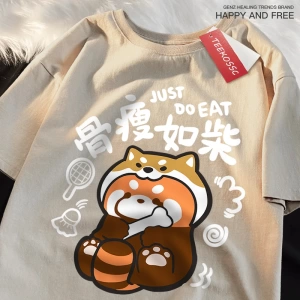 Y2k Vintage Tişört Tee Bir zayıf rakun japon tarzı