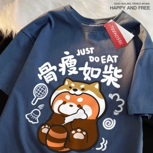 Y2k Vintage Tişört Tee Bir zayıf rakun japon tarzı