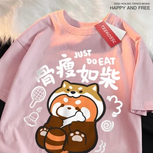 Y2k Vintage Tişört Tee Bir zayıf rakun japon tarzı