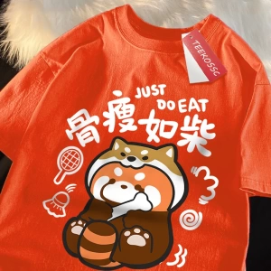 Y2k Vintage Tişört Tee Bir zayıf rakun japon tarzı