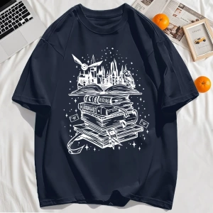 Y2k Vintage Tişört Tee Birçok Kitap Ve Uçan Kuşlar Baskı