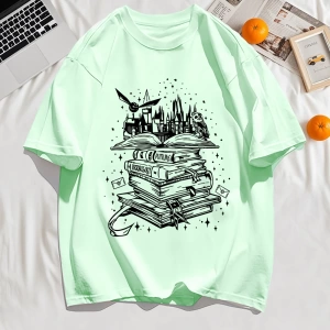 Y2k Vintage Tişört Tee Birçok Kitap Ve Uçan Kuşlar Baskı