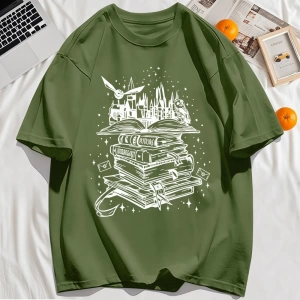 Y2k Vintage Tişört Tee Birçok Kitap Ve Uçan Kuşlar Baskı