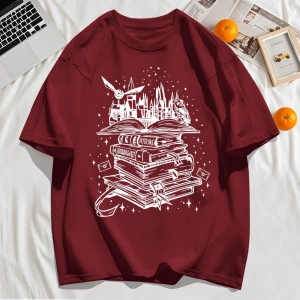 Y2k Vintage Tişört Tee Birçok Kitap Ve Uçan Kuşlar Baskı