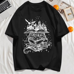 Y2k Vintage Tişört Tee Birçok Kitap Ve Uçan Kuşlar Baskı