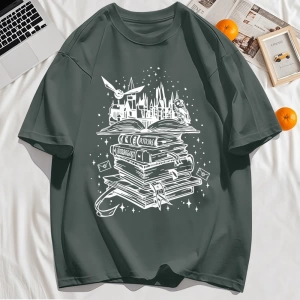 Y2k Vintage Tişört Tee Birçok Kitap Ve Uçan Kuşlar Baskı