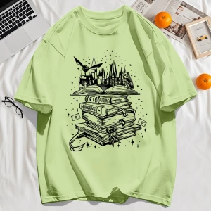Y2k Vintage Tişört Tee Birçok Kitap Ve Uçan Kuşlar Baskı