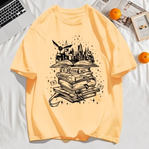 Y2k Vintage Tişört Tee Birçok Kitap Ve Uçan Kuşlar Baskı