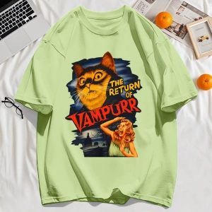 Y2k Vintage Tişört Tee Büyük bir kedi ve dişleri baskıla