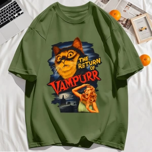Y2k Vintage Tişört Tee Büyük bir kedi ve dişleri baskıla