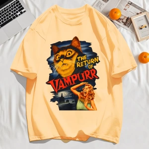 Y2k Vintage Tişört Tee Büyük bir kedi ve dişleri baskıla