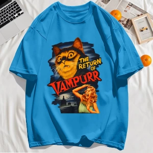 Y2k Vintage Tişört Tee Büyük bir kedi ve dişleri baskıla