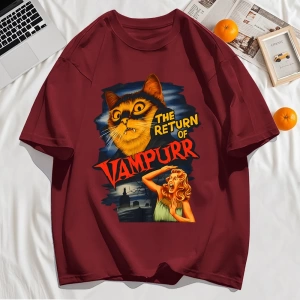 Y2k Vintage Tişört Tee Büyük bir kedi ve dişleri baskıla