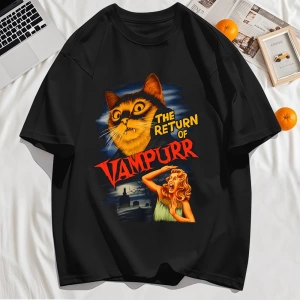 Y2k Vintage Tişört Tee Büyük bir kedi ve dişleri baskıla