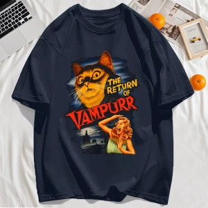 Y2k Vintage Tişört Tee Büyük bir kedi ve dişleri baskıla