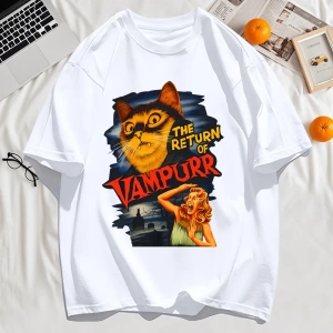 Y2k Vintage Tişört Tee Büyük bir kedi ve dişleri baskıla