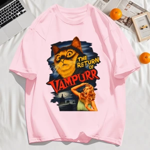 Y2k Vintage Tişört Tee Büyük bir kedi ve dişleri baskıla