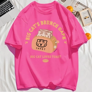 Y2k Vintage Tişört Tee Büyük Kedinin Brunch Cafe Tasarım