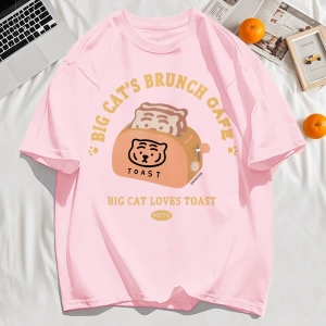 Y2k Vintage Tişört Tee Büyük Kedinin Brunch Cafe Tasarım