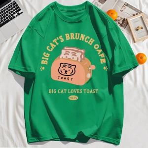 Y2k Vintage Tişört Tee Büyük Kedinin Brunch Cafe Tasarım