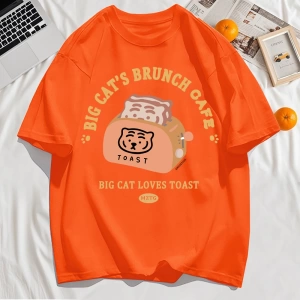 Y2k Vintage Tişört Tee Büyük Kedinin Brunch Cafe Tasarım