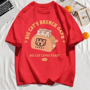 Y2k Vintage Tişört Tee Büyük Kedinin Brunch Cafe Tasarım