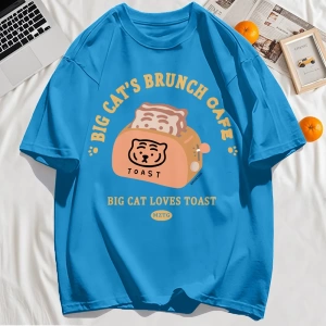 Y2k Vintage Tişört Tee Büyük Kedinin Brunch Cafe Tasarım