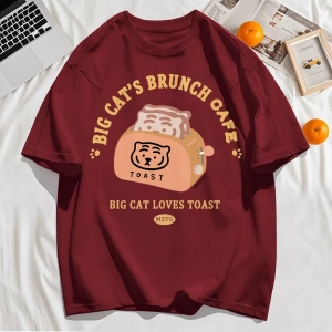 Y2k Vintage Tişört Tee Büyük Kedinin Brunch Cafe Tasarım