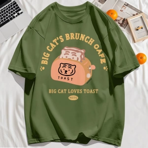 Y2k Vintage Tişört Tee Büyük Kedinin Brunch Cafe Tasarım