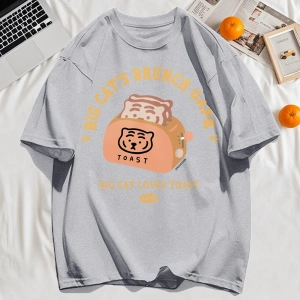 Y2k Vintage Tişört Tee Büyük Kedinin Brunch Cafe Tasarım