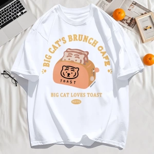 Y2k Vintage Tişört Tee Büyük Kedinin Brunch Cafe Tasarım