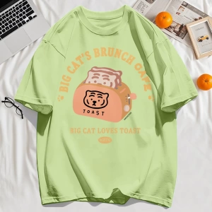 Y2k Vintage Tişört Tee Büyük Kedinin Brunch Cafe Tasarım