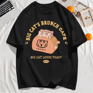 Y2k Vintage Tişört Tee Büyük Kedinin Brunch Cafe Tasarım