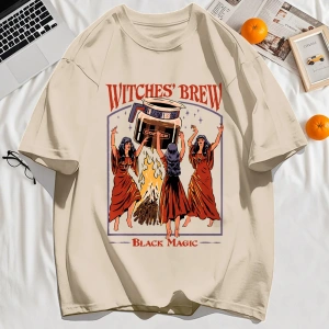 Y2k Vintage Tişört Tee Cadılar Brew Siyah Sihirli Baskı