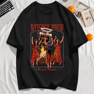 Y2k Vintage Tişört Tee Cadılar Brew Siyah Sihirli Baskı