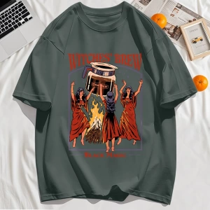 Y2k Vintage Tişört Tee Cadılar Brew Siyah Sihirli Baskı