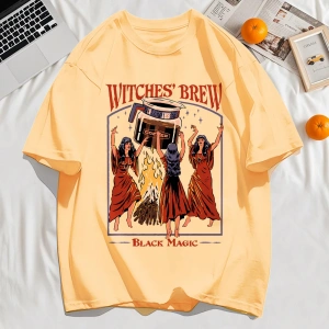 Y2k Vintage Tişört Tee Cadılar Brew Siyah Sihirli Baskı