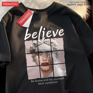 Y2k Vintage Tişört Tee Cesur olmak ve kendiniz olmak inanıyorum en iyi durumda