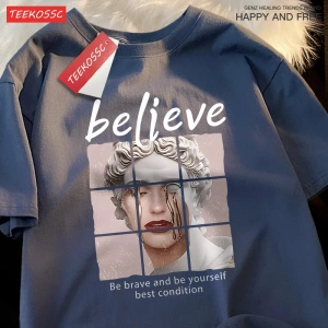 Y2k Vintage Tişört Tee Cesur olmak ve kendiniz olmak inanıyorum en iyi durumda