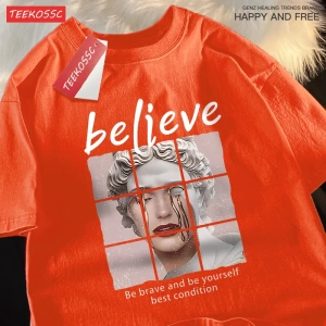 Y2k Vintage Tişört Tee Cesur olmak ve kendiniz olmak inanıyorum en iyi durumda