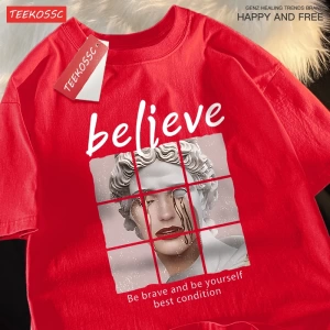 Y2k Vintage Tişört Tee Cesur olmak ve kendiniz olmak inanıyorum en iyi durumda