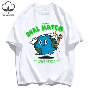 Y2k Vintage Tişört Tee Çift Maç Hayat Yapmak Rahat Baskı
