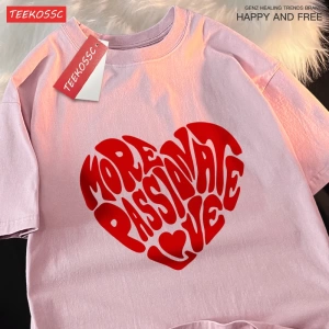 Y2k Vintage Tişört Tee Daha tutkulu aşk baskı