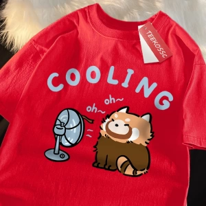 Y2k Vintage Tişört Tee Eğlenceli rakun üfleme bir Fan
