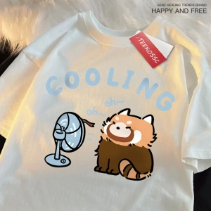 Y2k Vintage Tişört Tee Eğlenceli rakun üfleme bir Fan