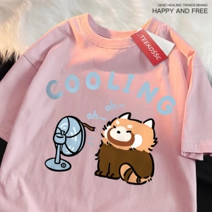 Y2k Vintage Tişört Tee Eğlenceli rakun üfleme bir Fan