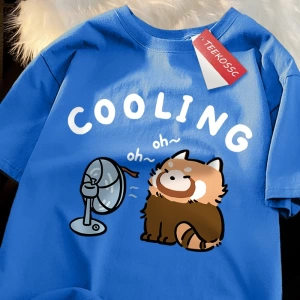 Y2k Vintage Tişört Tee Eğlenceli rakun üfleme bir Fan