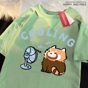 Y2k Vintage Tişört Tee Eğlenceli rakun üfleme bir Fan