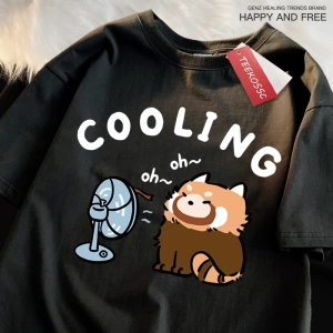 Y2k Vintage Tişört Tee Eğlenceli rakun üfleme bir Fan