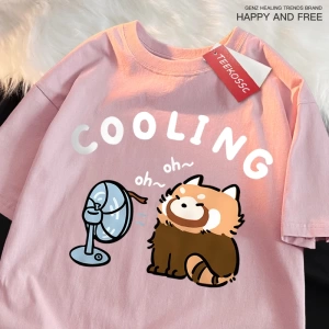 Y2k Vintage Tişört Tee Eğlenceli rakun üfleme bir Fan